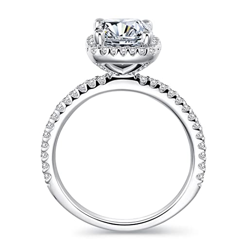 Arietta Halo 2 Carat Cushion Cut D Color VVS Moissanite Engagement Ring Silver Moissanite Rings for Women2