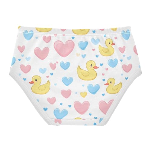Wusikd Yellow Ducks Girls' Underwear Cotton Pink Blue Hearts Girls Briefs Soft Toddler Underwear 2T2