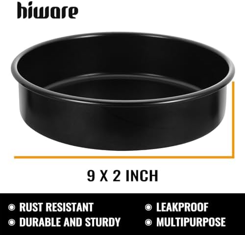 HIWARE 9-Inch Round Cakes Pan Set with 60 Pieces Parchment Paper Rounds, Nonstick Baking Cake Pans, Dishwasher Safe - Set of 2 - Thumbnail 4
