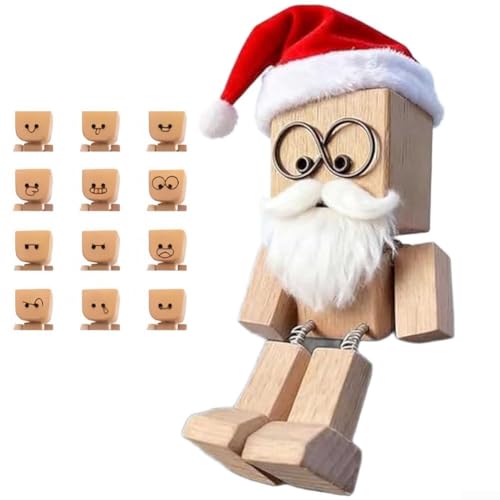 Advokingtap Figurine en bois faite à la main avec 12 expressions magnétiques - Décoration amusante pour tableau de bord de voiture ou bureau (C)