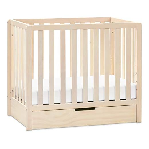 Carter's by DaVinci Colby 4-in-1 Convertible Mini Crib with Trundle Drawer in Washed Natural, Greenguard Gold Certified, Undercrib Storage