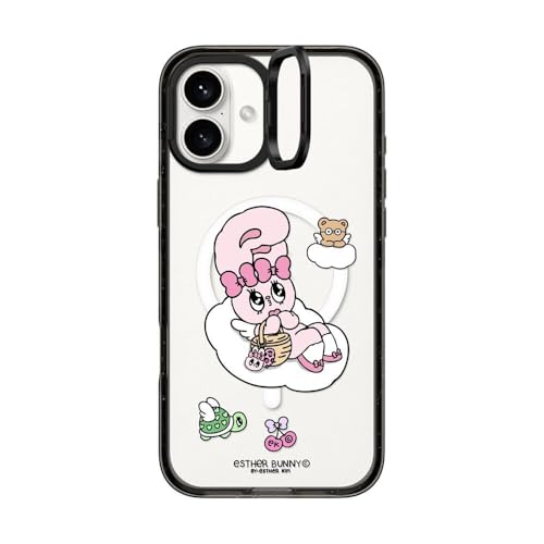 CASETiFY �C���p�N�g �����O�X�^���h iPhone 16 Plus �P�[�X [�X�^���h�@�\/MagSafe�Ή�/�ϏՌ�] - Esther Bunny Daydreaming Phone Case - �u���b�N