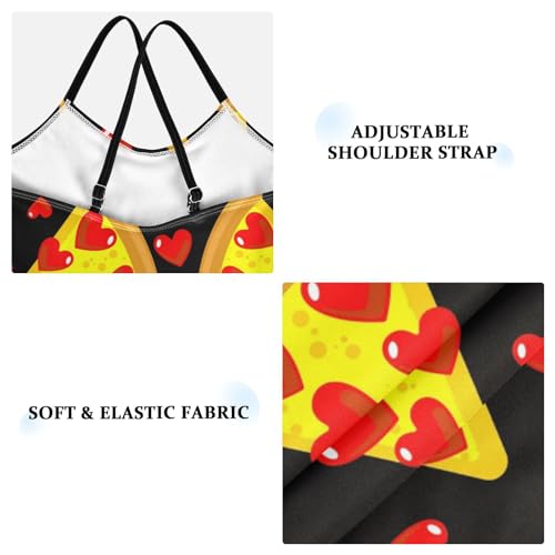 Pizza Girls One Piece Swimsuits Love Heart Sport Halter Swimwear Beach Bathing Suit 5-6T3