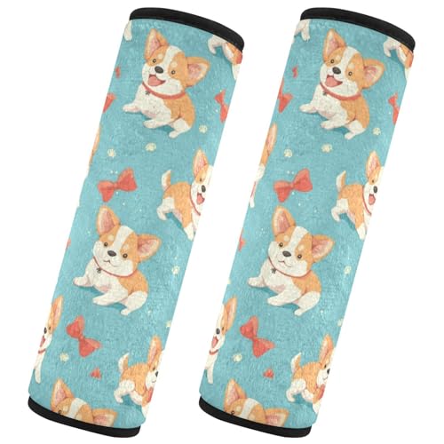 Seat Belt Covers 2 Pack Corgi Bows Car Seat Strap Covers Super Soft Funny Car Seat Neck Cover for Boys Girls Adults Babies S