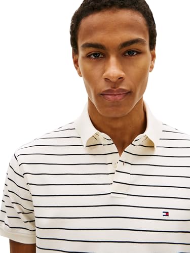 Image of Tommy Hilfiger Men's Short Sleeve Polo Shirts in Classic Fit with Stretch and Organic Pique Cotton