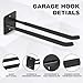 Heevir 14 Inches Extra Large Garage Hooks, 4Pcs Heavy Duty Garage Wall Mount Organizer, Tool Hanger Long Utility Storage Hooks for Hanging Tire, Chair, Ladder, Garden Tools, Strollers and More