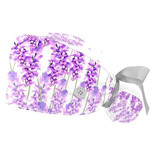 Chapeaux bouffants lavande pourpre : lot de 2 casquettes de travail respirantes