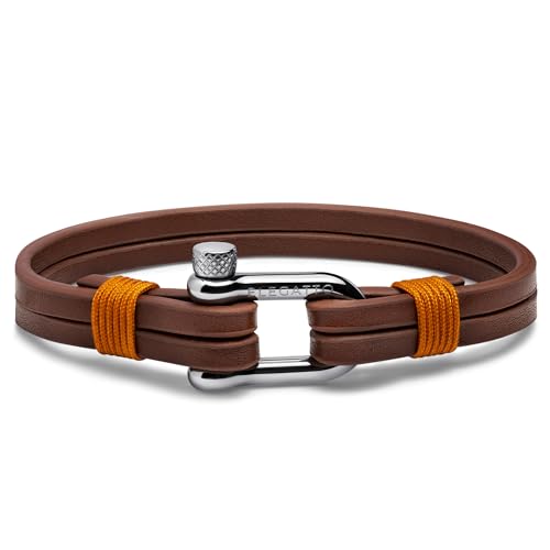 Elegatto Kellmore Premium Leather Bracelet for Men | Double Full-Grain