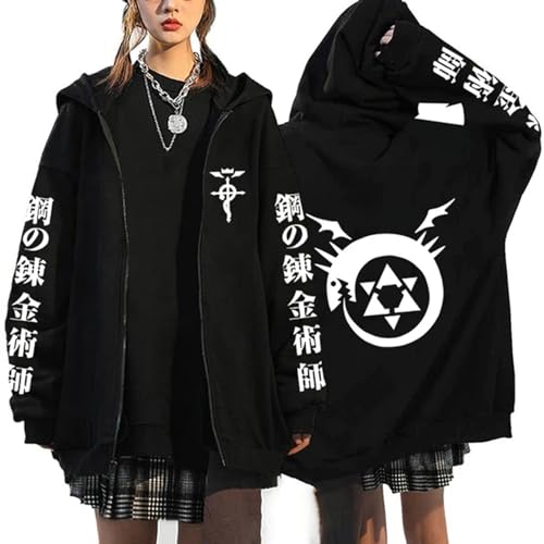 Photo de jiminhope Alchemist Edward Elric Hoody Top with Zipper Edward Elric Cardigan Anime Alchemist Coat Winter New Coat Edward Elric Pattern Hoodies