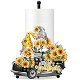 Shellwei Summer Spring Sunflower Paper Towel Holder Floral Kitchen Decor Flower Paper Holder Stand Home Decorations Tissue Holder Farmhouse Towel Stand for Countertop