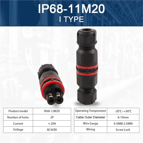 Connecteurs étanche IP68 à vis de Type I adaptateur pour câbles de 6-10mm