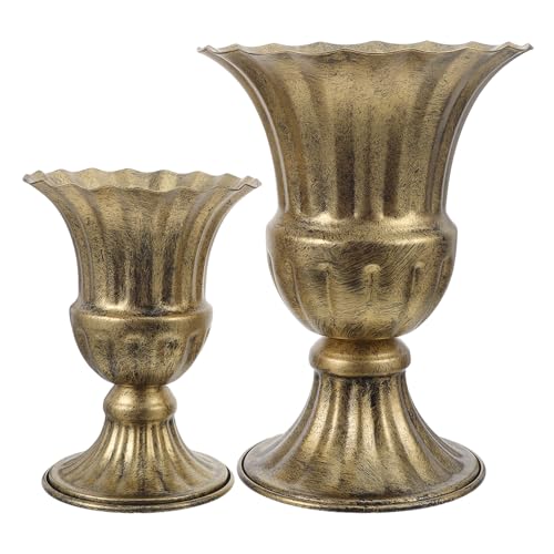 Pot de fleurs rustique intérieur et extérieur, jardinière vintage dorée