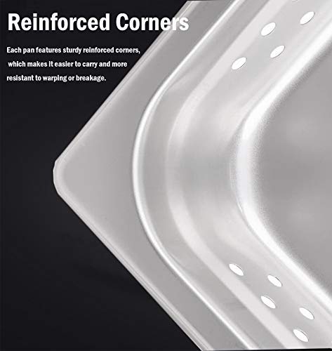 2 1/2" Deep Perforated Steam Table Pan Full Size ，Stainless Steel Anti-Jam Standard Weight Hotel GN Food Pans - NSF (20.87"L x 12.8"W)