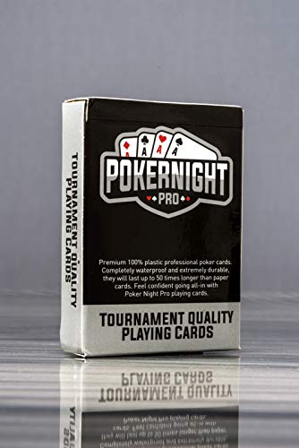 Poker Night Pro – Professionelles, Wasserfestes Texas Hold’em Poker-Kartendeck | 100% Plastik | 54 Karten pro Deck (Rote Rückseiten) | 2 Joker | Jumbo-Index