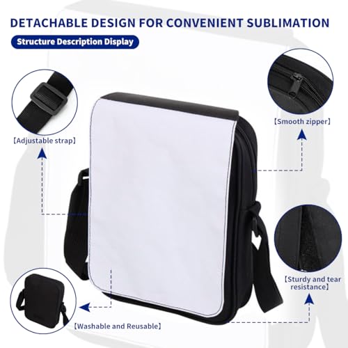 2 Pcs Sublimation Bags Blanks,DIY Crossbody Shoulder Bag with Adjustable Strap,Personalized Sublimation Purse for Father's Day,Birthday Gifts & Travel3
