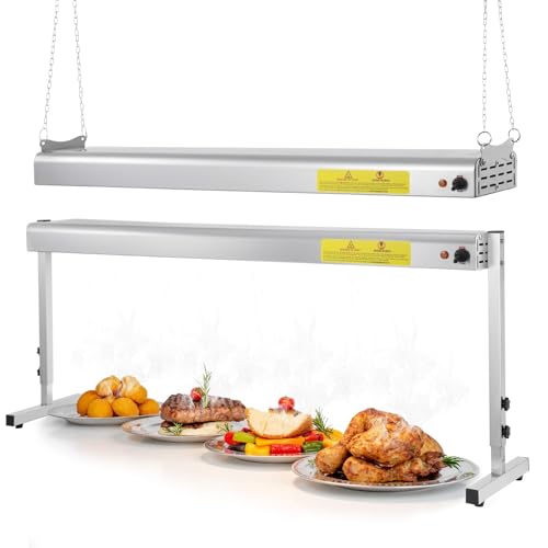 48-Inch Food Heat Lamp, 1350W Commercial Food Warmer Lamp Electric Strip Heater Overhead Stainless Steel Heat Lamps for Buffet Restaurant Parties Catering, Sliver 115V