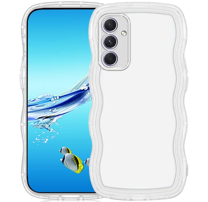 FOR Galaxy S24 FE ケース クリア ウェーブ TPU波状のバンパー 透明 スマホケース かわいい うねうね ギャラクシー S24 FE ウェーブ デザイン 可愛い 韓国 女性用 薄型 人気 おしゃれ 耐衝撃 Galaxy S24 FE ストラップホール付き(クリア)