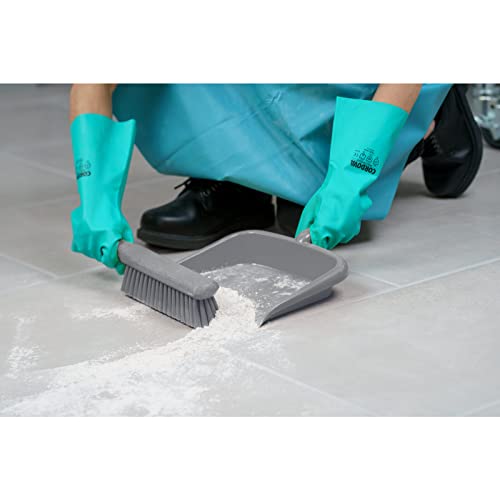 Image of SPARTA Large Handheld Dustpan with Hanging Hole, Heavy-Duty Plastic Dustpan with Wide Lip for Countertops and Surfaces, Plastic, 10 Inches, Gray, (Pack of 12)
