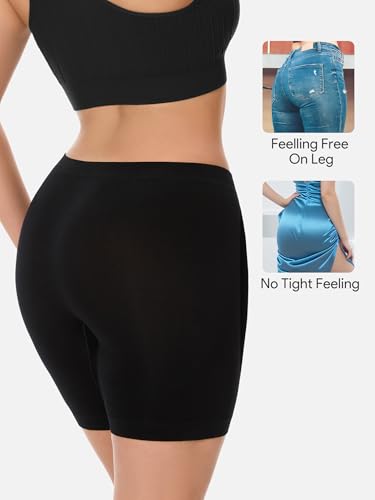 HBselect Cotton Boxer Shorts Underwear Boy Shorts Panties Anti Chafing Yoga Bike Shorts 4 Pack (Regular & Plus Size)4