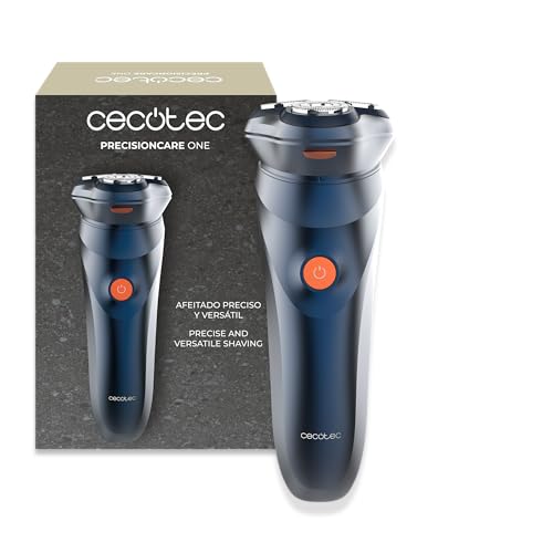Cecotec Afeitadora Eléctrica Rotativa PrecisionCare One. Cuchillas de Acero Inoxidable, Autonomía 75mins, Cuchillas Autoafilables y de Doble Anillo, Cabezal Flotante, IPX7, Función Bloqueo