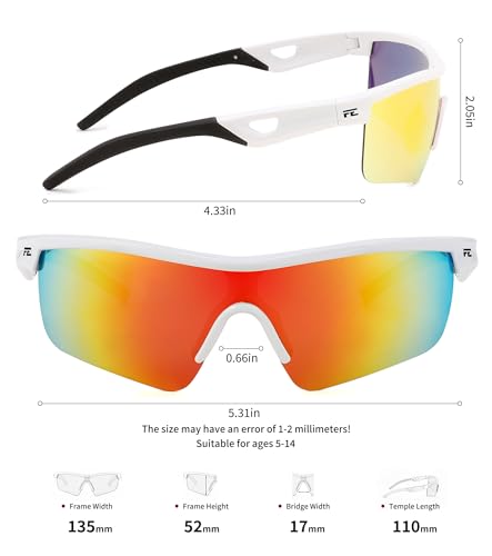 Image of FEISEDY Kids Polarized Sports Sunglasses, TR90 UV400 Baseball Cycling