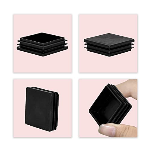 Image of Flyshop 100 x 100 mm, 3.94 inch x 3.94 inch Black Plastic Hole Plugs Square Tubing End Caps Tube Inserts Durable Furniture Glide for Chair Table Stool Leg 8 Pack