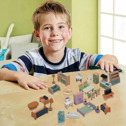 Muebles de casa de muñecas infantiles para juegos de rol en miniatura 3