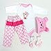 OYESY Reborn Baby Dolls Clothes Accessories Pink Outfit for 19-23 Inch Reborn Newborn Baby Girl Boy Clothing Set ã€Super Cute Bear 4pcs Set ã€‘