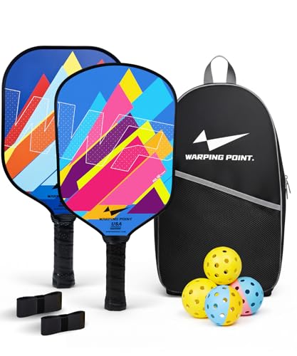 Pickleball Paddles Set of 2, Fiberglass Pickleball Set, Durable & Lightweight USAPA Approved Pickle Ball Rackets 2 Pack Pickleball Gifts for Women with Bag & Outdoor Balls for Men Beginner Kids Adults