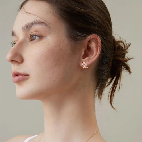 Boucles d'oreilles panda rouge argent : cadeau d'anniversaire idéal - 2