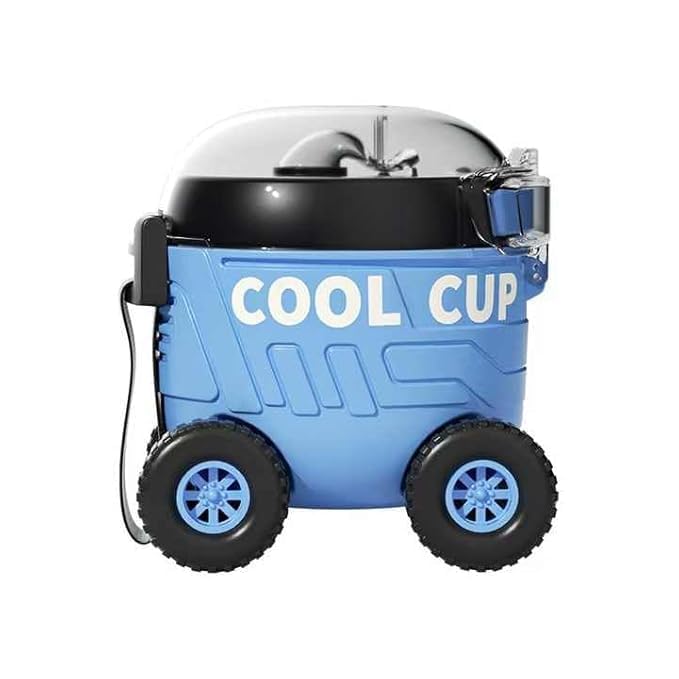 Cool Cup for Kids with Strap, Sipper, & Straw - Leakproof, Bpa Free with Sipper and Lock, 500 Ml - Mars Rover Design Cute Cool Cup, Rover Drink Container with Wheels - Random Color - Pack of1-image-43