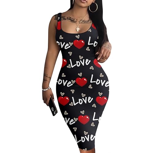 Image of Nimsruc Women Casual Sexy Tank Top Bodycon Dress Summer Pencil Sleeveless Basic Midi Club Dresses