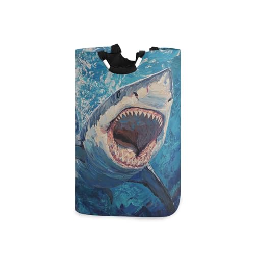 Ttgoth Sharks - Cesta de lavandería plegable grande con asas, cesta organizadora de ropa para dormitorio, dormitorio o baño
