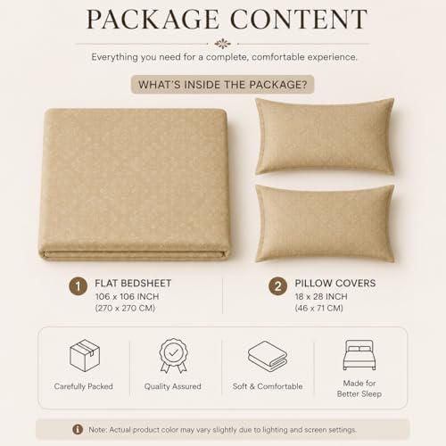 Image of Blue Strip Polycotton Bedsheet, King 108x108 (Cream) | Hotel Quality | Soft, Breathable & Colourfast | Wrinkle Resistant | Machine Washable | Pillow Covers Included