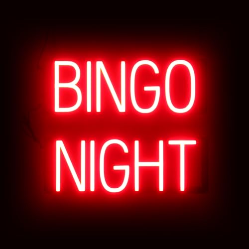Image of SpellBrite LED Neon BINGO NIGHT Sign for Business - Red, 18 inch x 15 inch | Ultra-Bright Click-Together Signage for Bars & Restaurants, with Visibility from 500 ft - 8 Animations, 6 Brightness Levels
