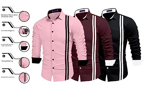 Image of Zombom Men's Striped Regular Fit Shirt
