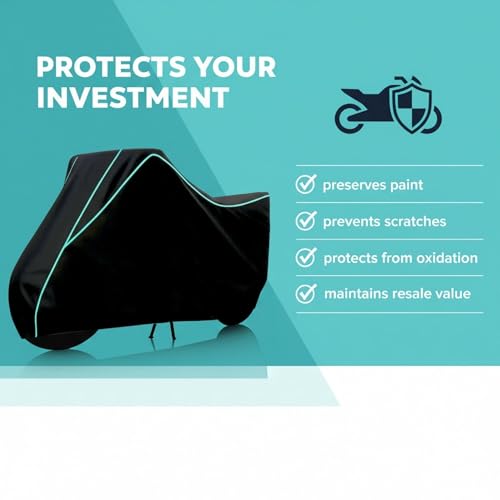 Image of Strong 100% Water Resistance Apache RTR 160 Bike Cover | Motorcycle Body Cover for Rain & Sun | UV Protection, Dustproof, Scratch Resistant, Windproof, Heat Resistant, Vehicle Specific Fit