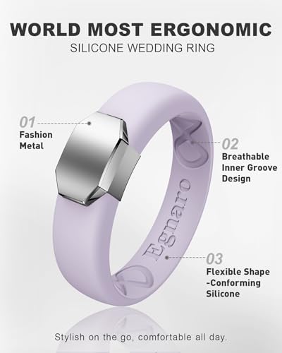 Image of Egnaro Silicone Wedding Bands Women, Inner Arc Ergonomic Breathable Design