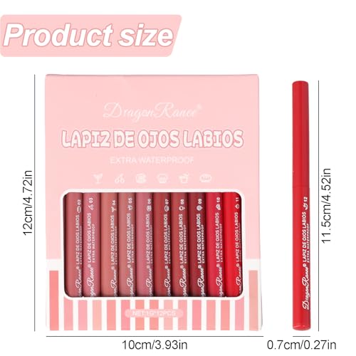 12 Color Lip Liner Set Nude Lip Pencil Collection, Lip Liner Stain with Peel Off Effect, Waterproof Lip Liner Set, Matte Finish, High Pigment Lip Makeup Essential - Image 3