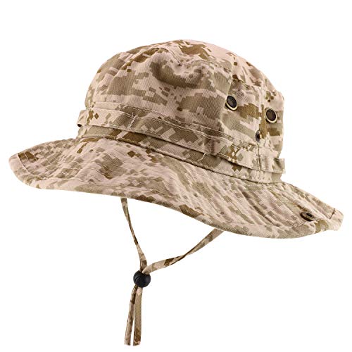 Armycrew Washed Cotton Camouflage Twill Chin Cord Hunting Hat - Desert Digital - XL