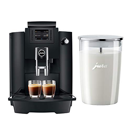 Jura 15343 WE6 Coffee and Espresso Center (Piano Black) with Glass Milk Container Bundle (2 Items)