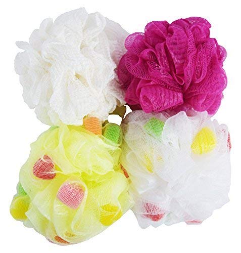 Loofah Bath and Shower Sponge Set of 4, Exfoliating Mesh Pouf Bath Sponge Ball 60g/PC