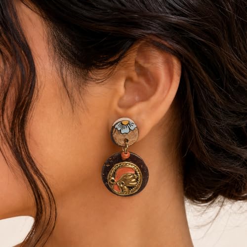 Image of Handcrafted Tribal Wooden Earrings Collection for Women - Butterfly, Princess & Modern Geometric Statement Designs