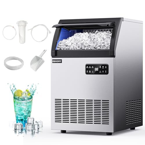 EUHOMY Commercial Ice Maker,250lbs/24H,Stainless Steel Under Counter Ice Machine with