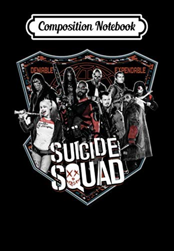 Composition Notebook: Suicide Squad | Group Badge Photo All-Over-Print, Journal 6 x 9, 100 Page Blank Lined Paperback Journal/Notebook
