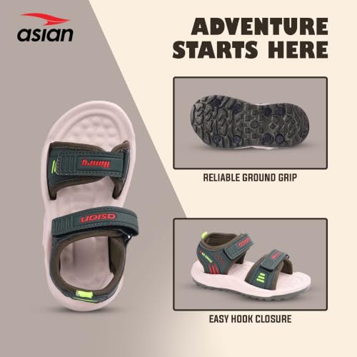 Image of ASIAN Henry-04 Kids Sandals with Dual Velcro Straps | Cushioned Footbed, Lightweight Sole, Open-Toe Casual Outdoor Sandals