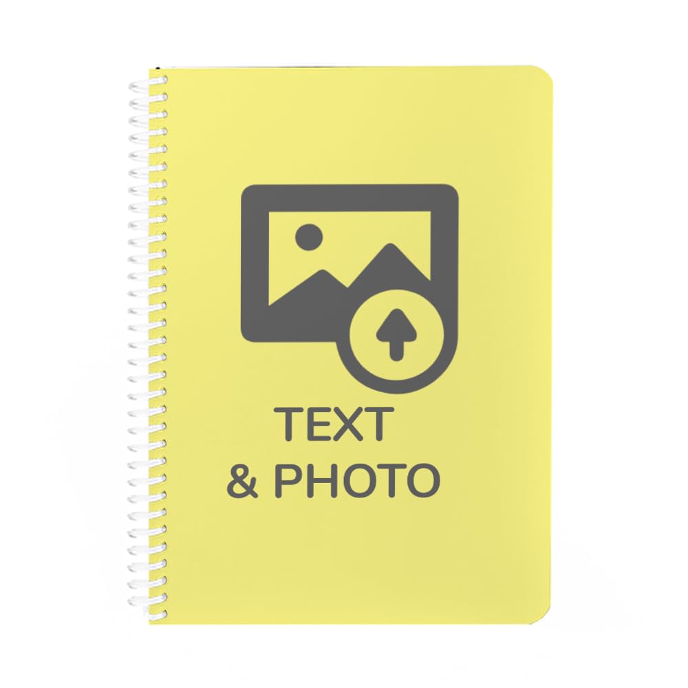 Wanapix | Personalised A4 Notebook | Includes 100 Grid Sheets of 80gsm | 250gsm Custom Cover with Photo, Logos, Text or Designs | Notebook with Clear Spiral | 100% Customisable