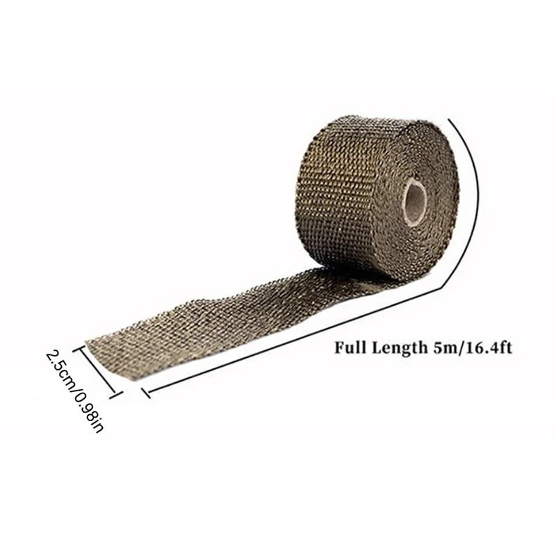 Scudo Termico Nastro termico di scarico per moto Testata Avvolgente Cravatte resistenti Fibra cotone isolante(Brown)