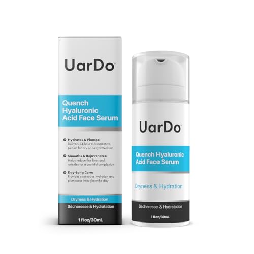 Uardo Quench Hyaluronic Acid Face Serum 1 Fl Oz/ 30 ml - usn106 | For Dry & Dehydrated Skin | Moisturizing | Aids w/Wrinkles & Fine Lines | For Women and Men