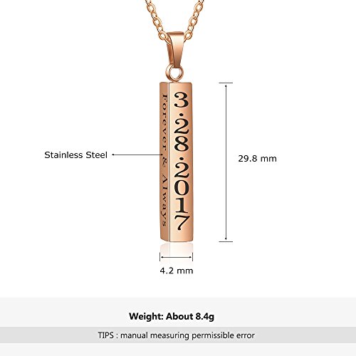 Diamondidde Personalized Custom Message Names Pendant Necklace Unisex Stainless Steel Vertical Cuboid Bar Necklace #TOP1